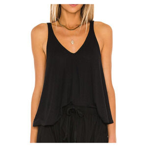 FREE PEOPLE Tank Top M Intimately Dani Swing Relaxed V-Neck Ribbed Black